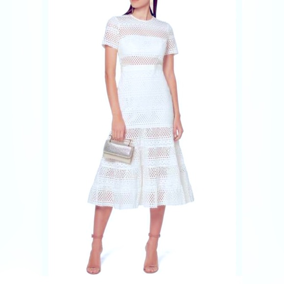Self-Portrait Dresses & Skirts - Self-Portrait White  Bea Guipure  Embroidery Lace Midi Dress